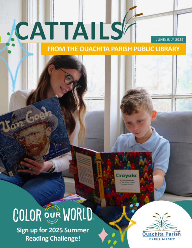 Mother and young son reading art-themed books together.