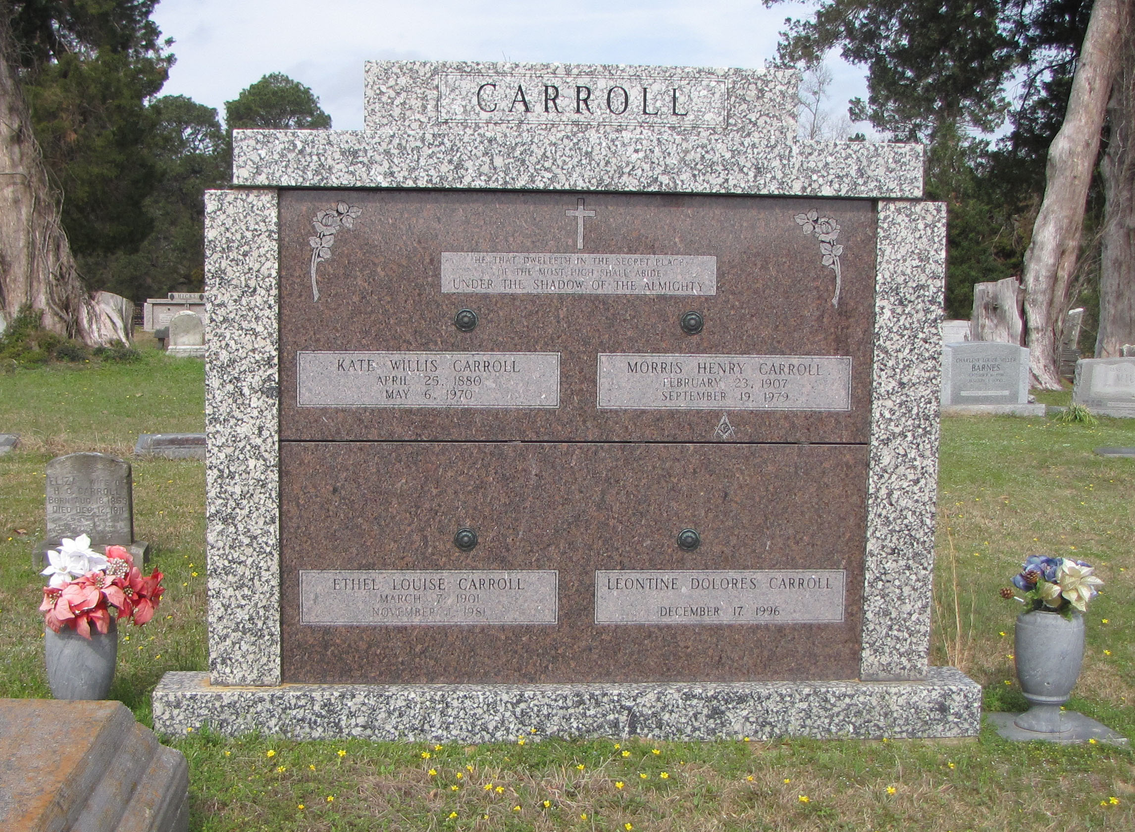 Image of a granite mausoleum